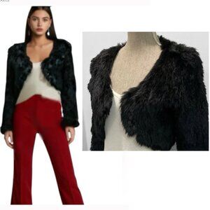 Black Teddy FUR Jacket Bolero crop blazer Size medium